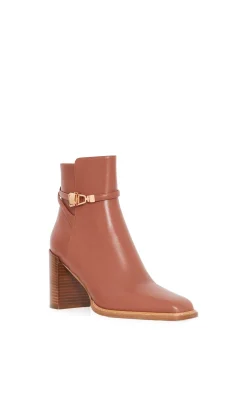Nina Clasp Ankle Boot in Cognac Leather