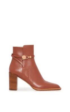 Nina Clasp Ankle Boot in Cognac Leather