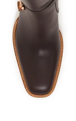 Nina Clasp Tall Boot in Dark Chocolate Leather