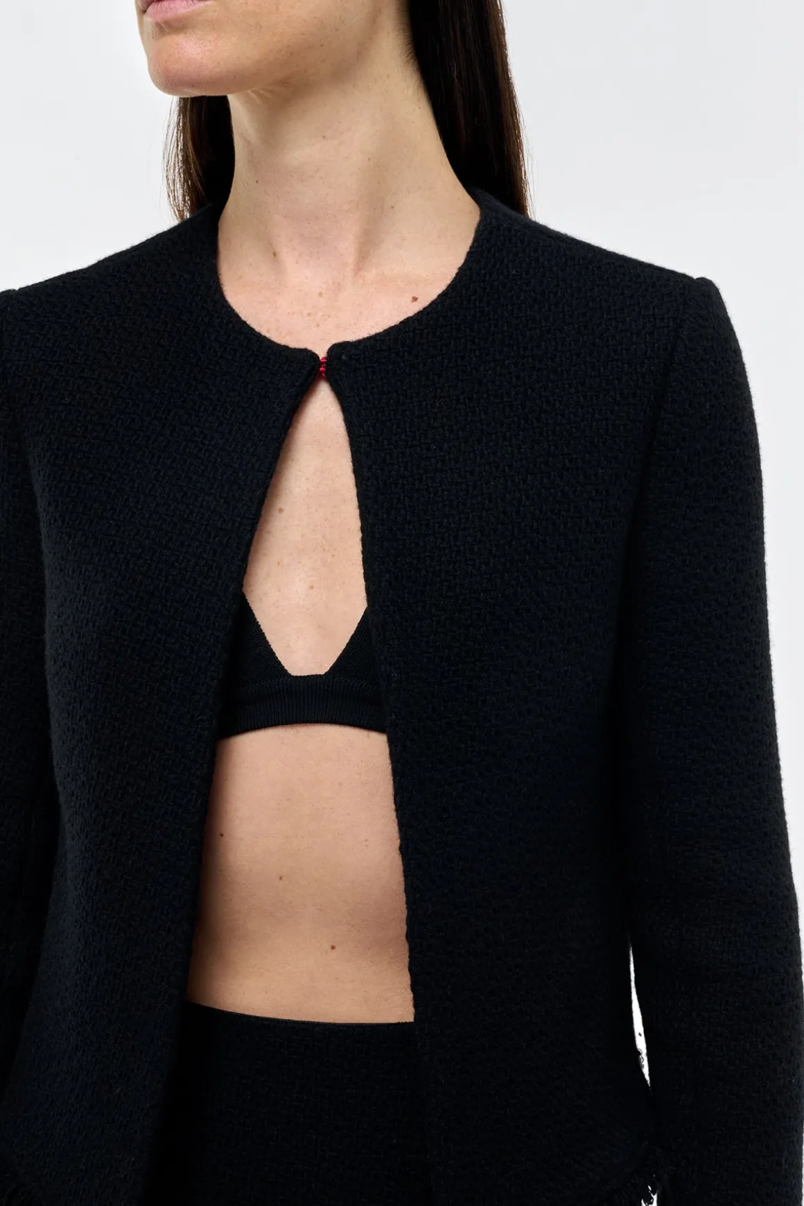 Normand Jacket in Black Virgin Wool Cashmere