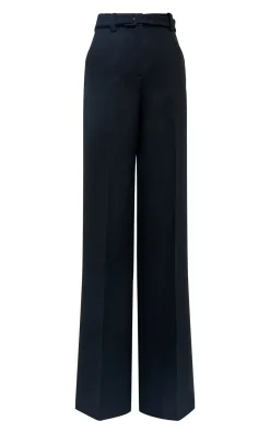 Norman Wide-leg Pant in Black Recycled Virgin Wool