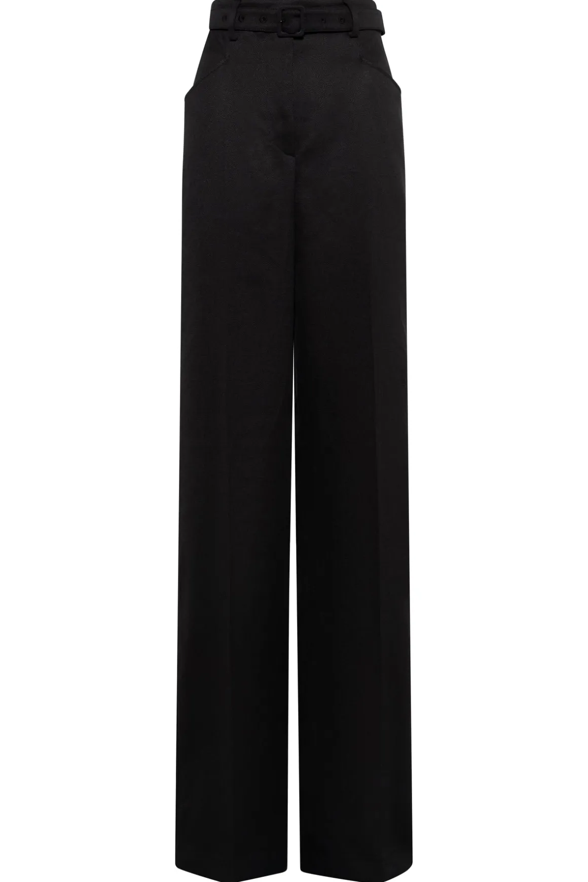 Norman Wide-leg Pant in Black Textured Linen Slub