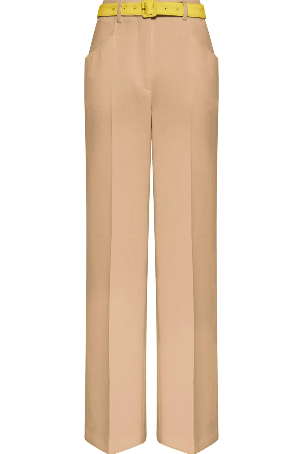 Norman Wide-leg Pant in Camel & Citrine Virgin Wool Crepe