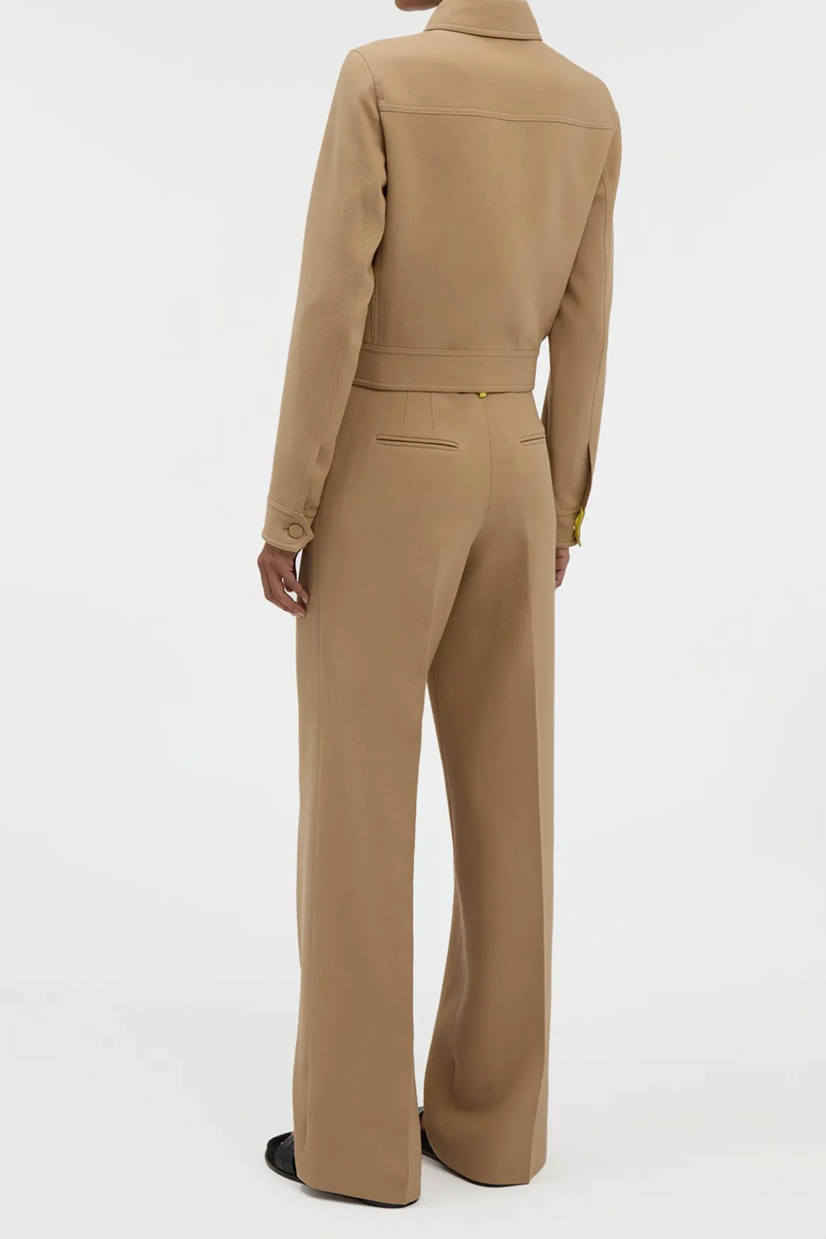 Norman Wide-leg Pant in Camel & Citrine Virgin Wool Crepe