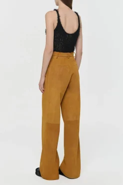 Norman Wide-leg Pant in Cashew Suede
