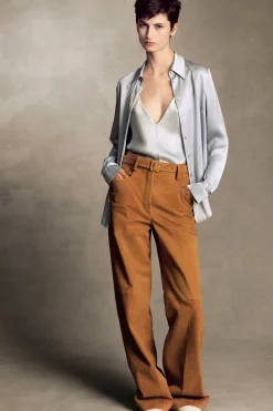 Norman Wide-leg Pant in Cashew Suede