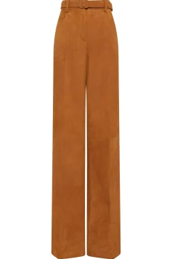 Norman Wide-leg Pant in Cashew Suede