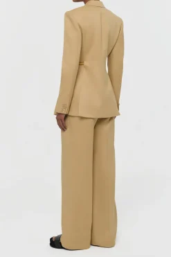 Norman Wide-leg Pant in Wheat Textured Linen Slub