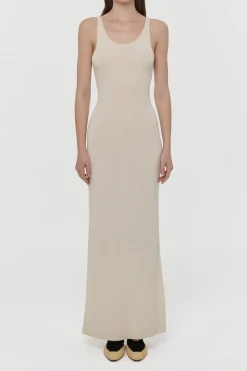 Nyra Knit Maxi Dress in Off White Mulberry Silk