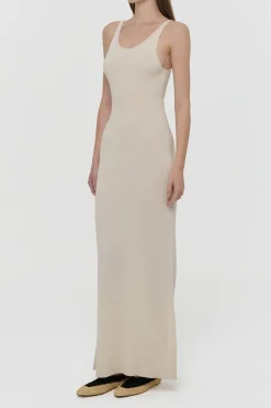 Nyra Knit Maxi Dress in Off White Mulberry Silk