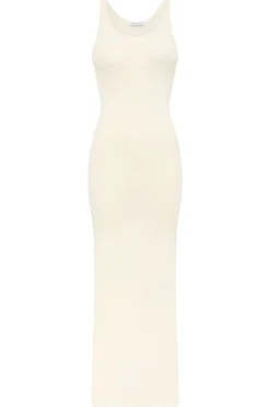 Nyra Knit Maxi Dress in Off White Mulberry Silk