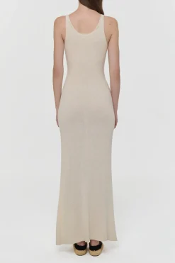 Nyra Knit Maxi Dress in Off White Mulberry Silk