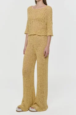 Oriel Knit Pant in Hay Silk Cashmere Linen