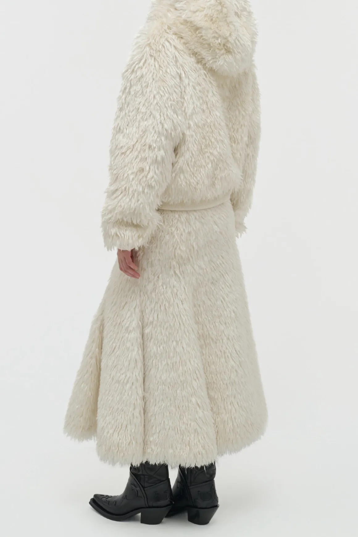 Orlando Hoodie in Ivory Silk Fur