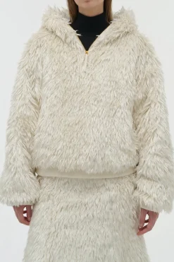 Orlando Hoodie in Ivory Silk Fur