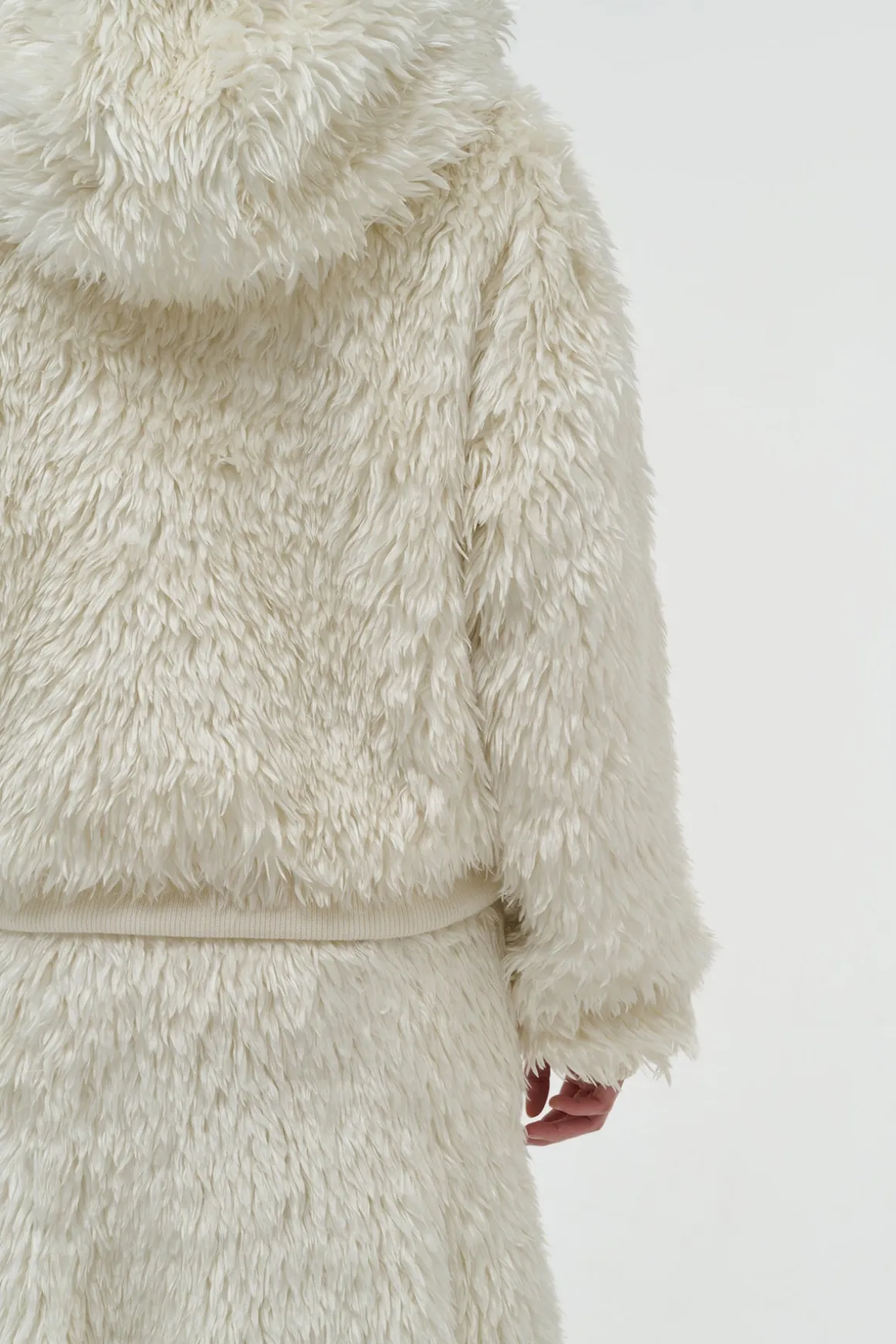 Orlando Hoodie in Ivory Silk Fur