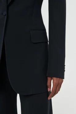 Orren Blazer in Black Silk Wool Cady