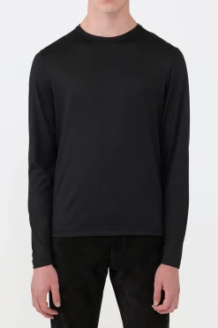 Owen Long Sleeve T-Shirt in Black Cashmere Jersey