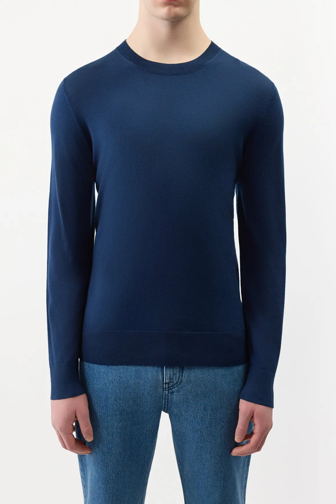 Palco Knit Sweater in Electric Navy Merino Wool