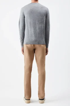 Palco Knit Sweater in Heather Grey Merino Wool