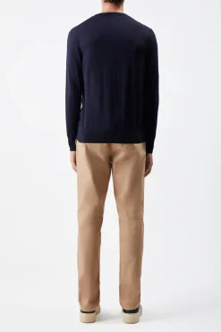 Palco Knit Sweater in Navy Merino Wool