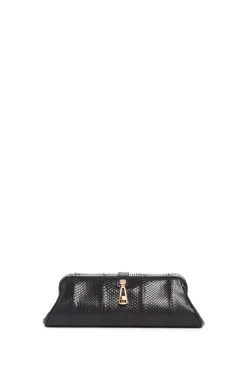 Paola Clutch in Black Snakeskin