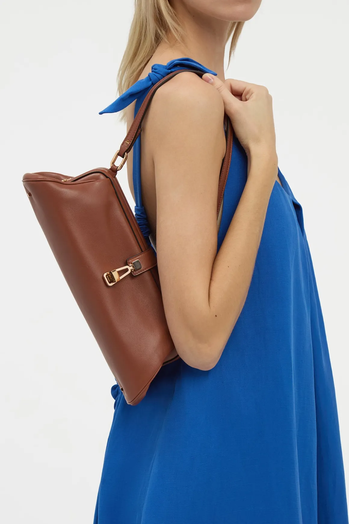 Paola Clutch in Cognac Nappa Leather