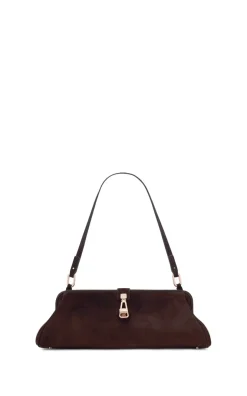 Paola Clutch in Dark Brown Suede