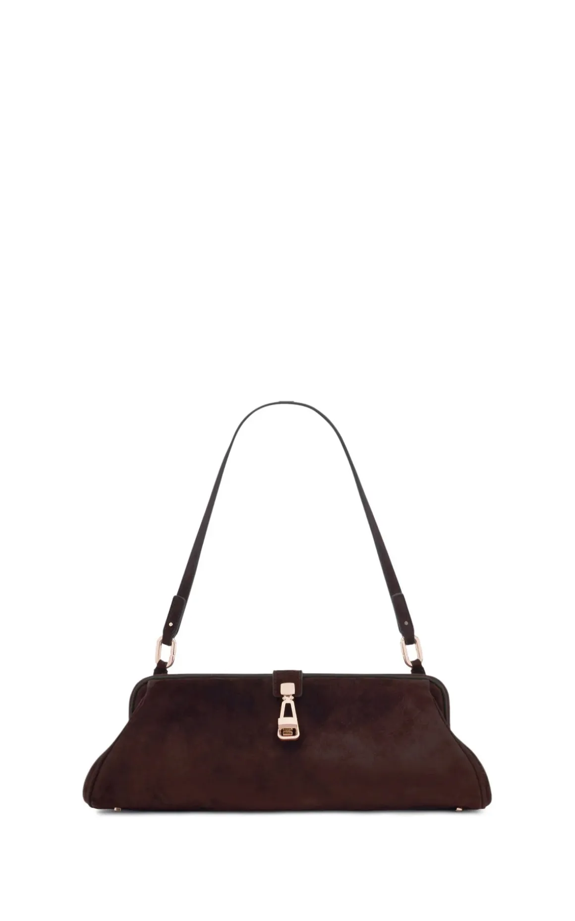 Paola Clutch in Dark Brown Suede