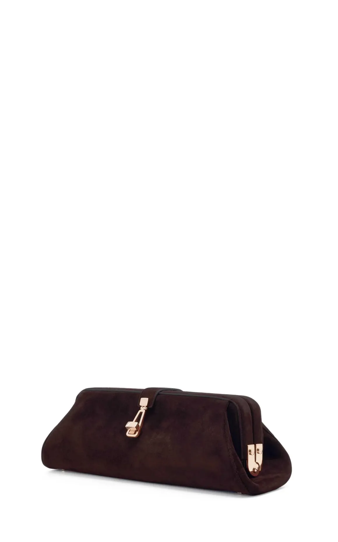 Paola Clutch in Dark Brown Suede