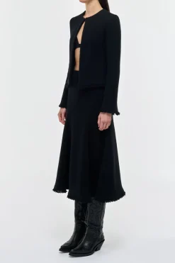 Patterson Midi Skirt in Black Virgin Wool Cashmere