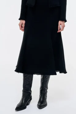 Patterson Midi Skirt in Black Virgin Wool Cashmere
