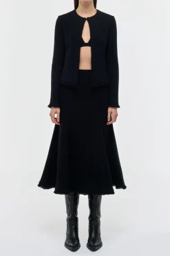 Patterson Midi Skirt in Black Virgin Wool Cashmere