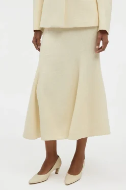 Patterson Skirt in Ivory Virgin Wool Silk Slub