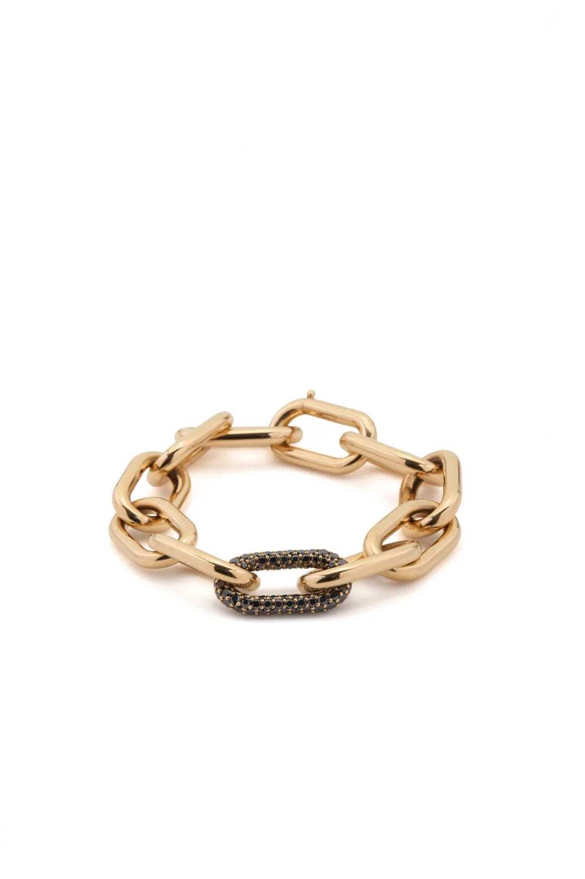 Pave Link Bracelet in 18K Yellow Gold & Black Diamonds (Classic Links)