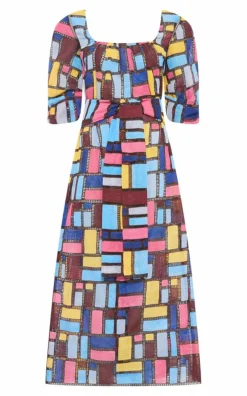 Payden Dress in Aurora Multi Printed Silk Twill