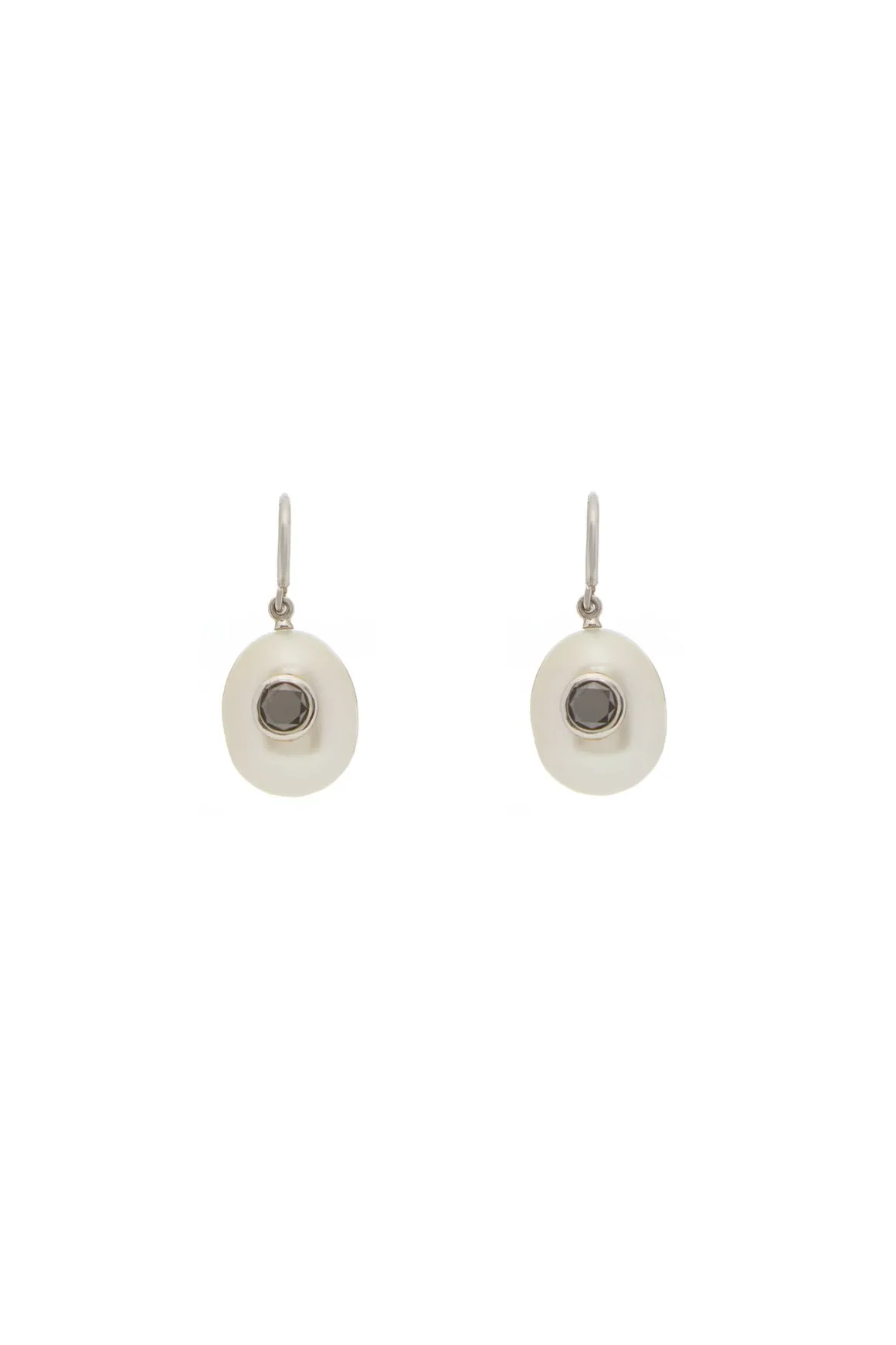 Pearl Earrings in Platinum & Black Diamonds