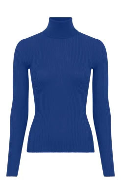 Peppe Knit Turtleneck in Cobalt Cashmere Silk