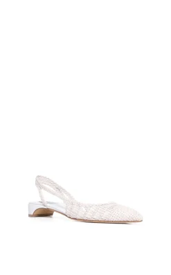 Perro Braided Slingback Pump in White Leather