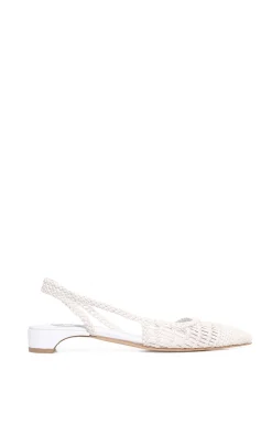 Perro Braided Slingback Pump in White Leather