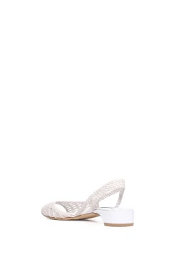 Perro Braided Slingback Pump in White Leather