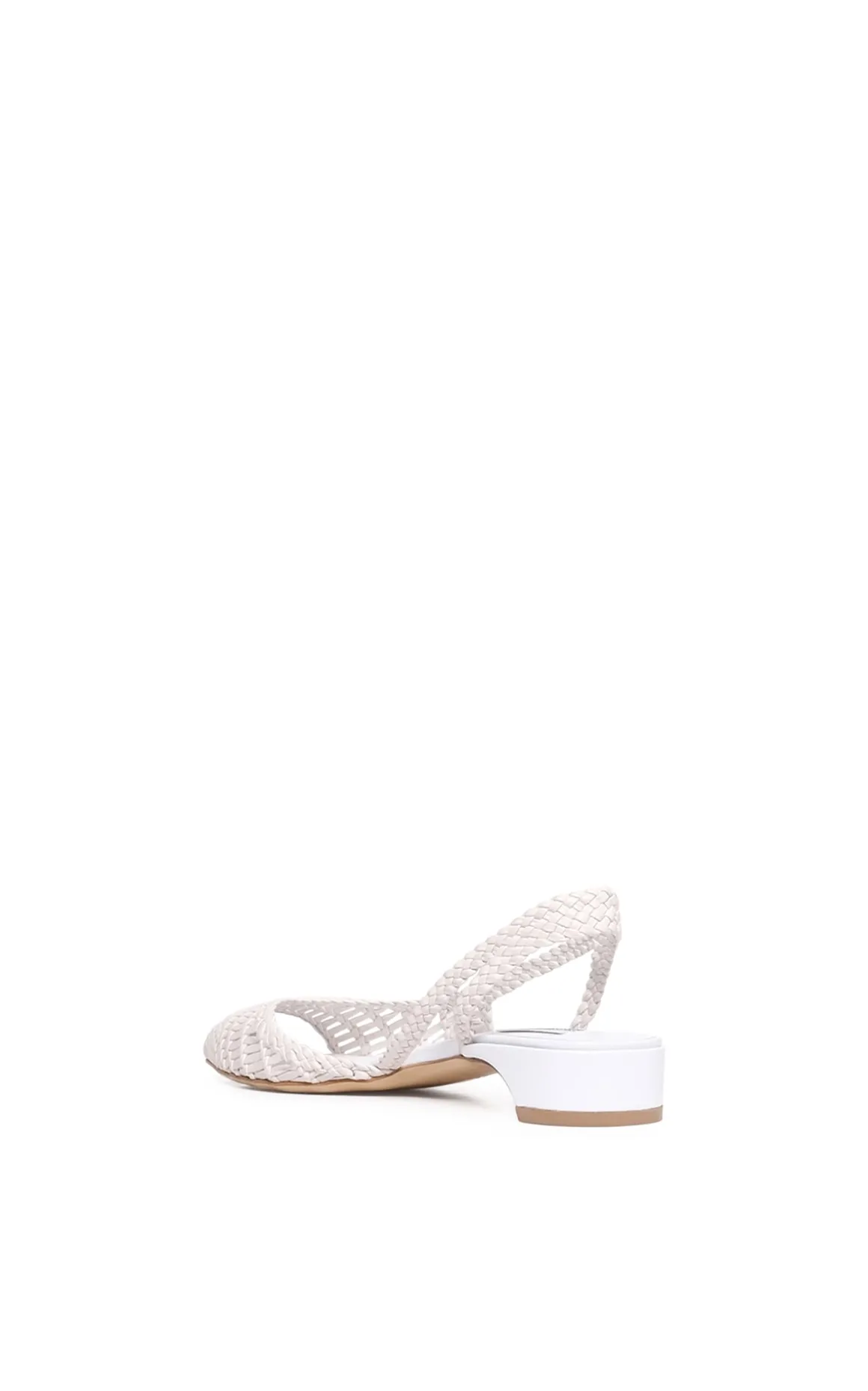 Perro Braided Slingback Pump in White Leather