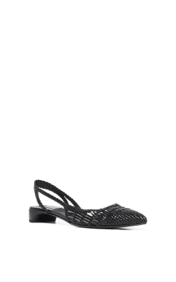 Perro Braided Slingback Pump in Black Leather