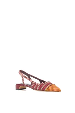 Perro Braided Slingback Pump in Bordeaux & Fuschia Leather