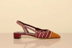 Perro Braided Slingback Pump in Bordeaux & Fuschia Leather