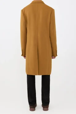Peter Coat in Yellow Ochre Double-face Recycled Cashmere