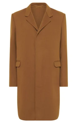 Peter Coat in Yellow Ochre Double-face Recycled Cashmere