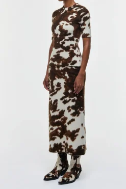 Phaedra Knit Maxi Skirt in Ivory Cognac Multi Cashmere