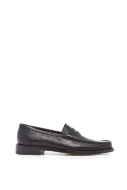 Pierre Loafer in Black Textured Leather