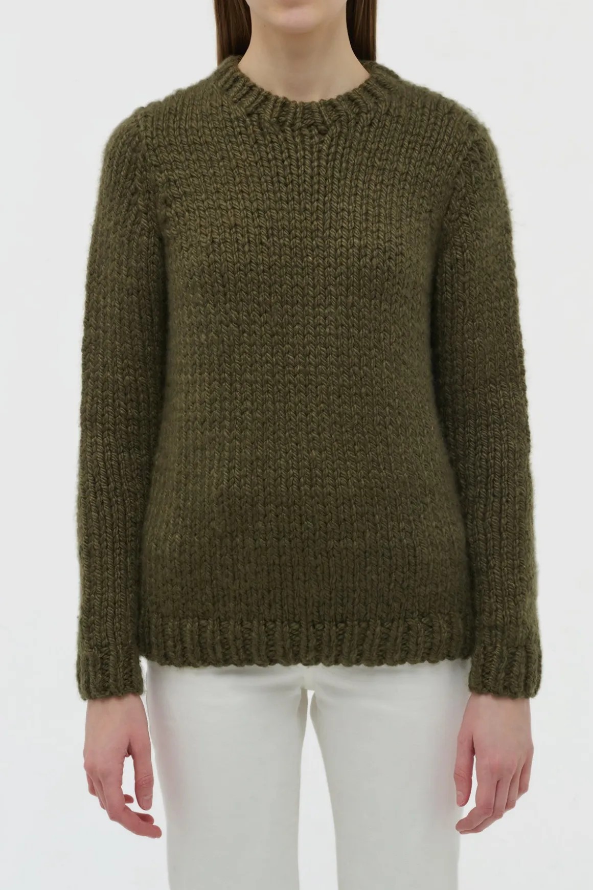 Poros Knit Sweater in Olive Cashmere